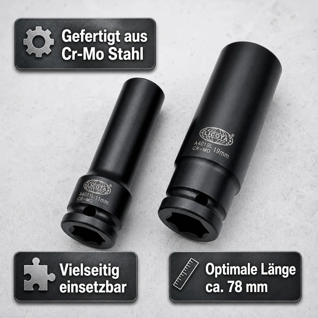 1/2 Zoll Nuss, Schlagschraubernuss 8mm, Cr-Mo