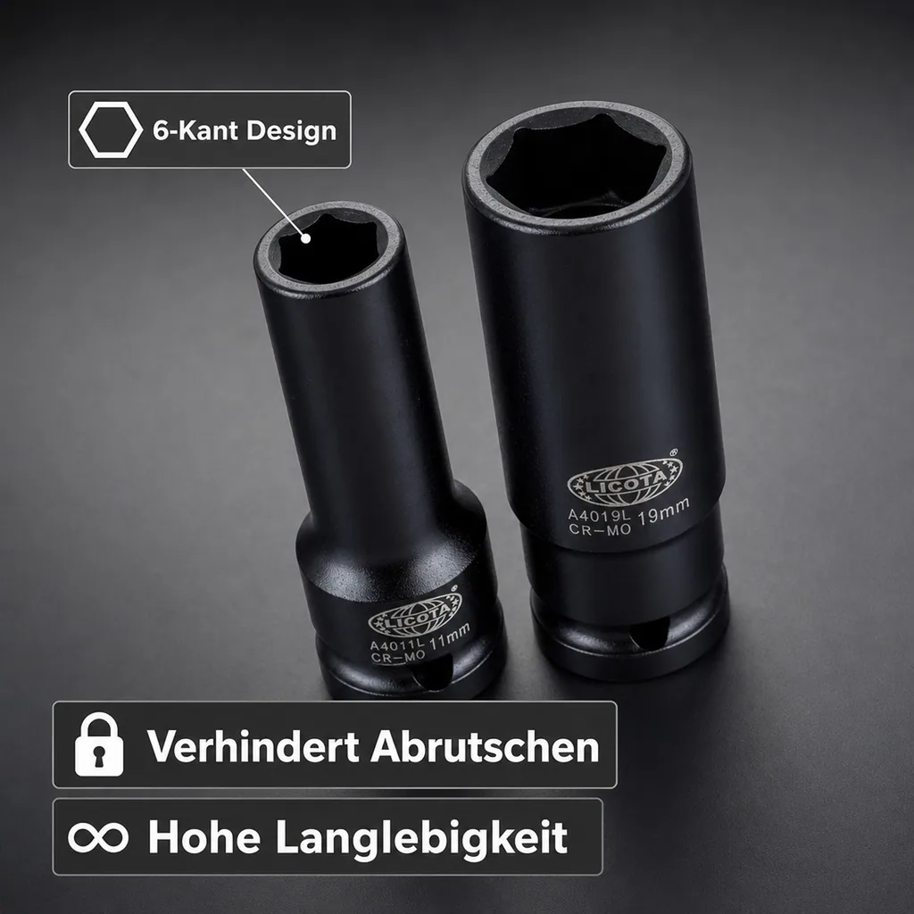 1/2 Zoll Nuss, Schlagschraubernuss 8mm, Cr-Mo
