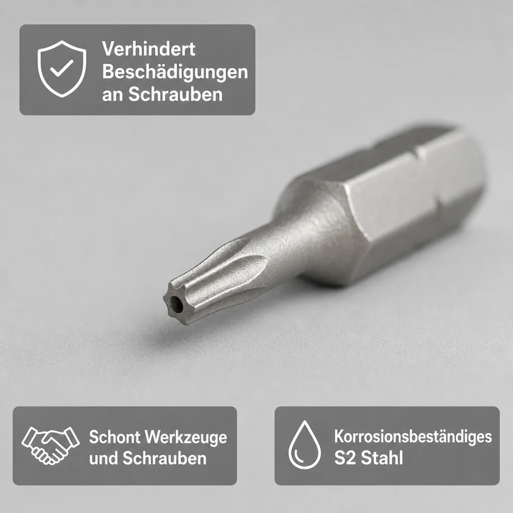 Innensechskant Bit T8, 30mm, 1/4 Zoll, S2 Stahl