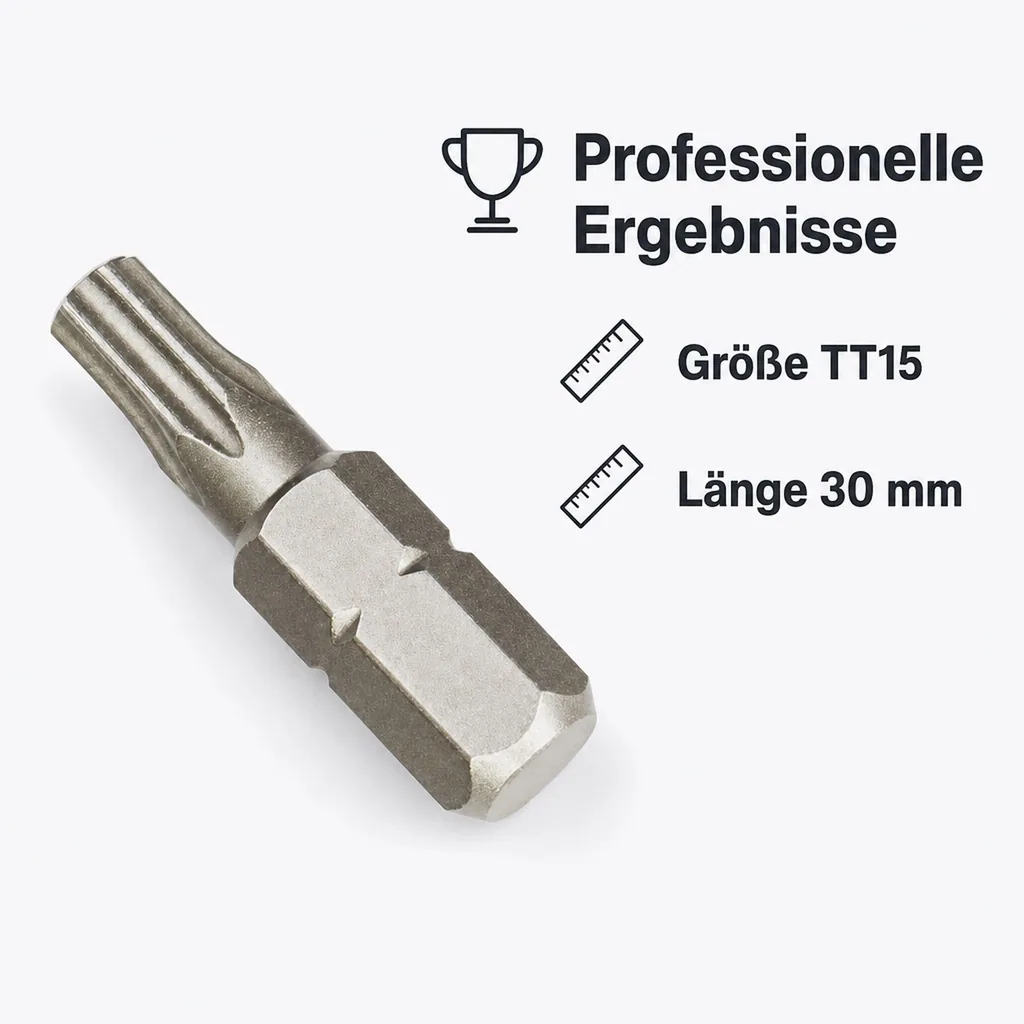 Innensechskant Bit, TT15, mit Bohrung, 1/4 Zoll