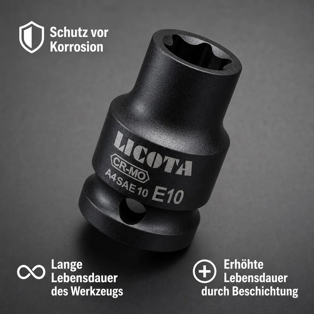 Schlagschraubernuss, Innensechskant Nuss, Aussen Innensechskant E18, 1/2 Zoll Nuss