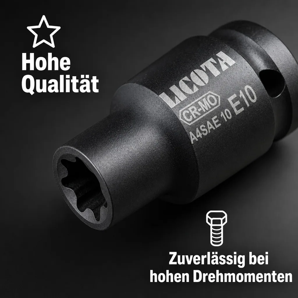 Schlagschraubernuss, Innensechskant Nuss, Aussen Innensechskant E18, 1/2 Zoll Nuss