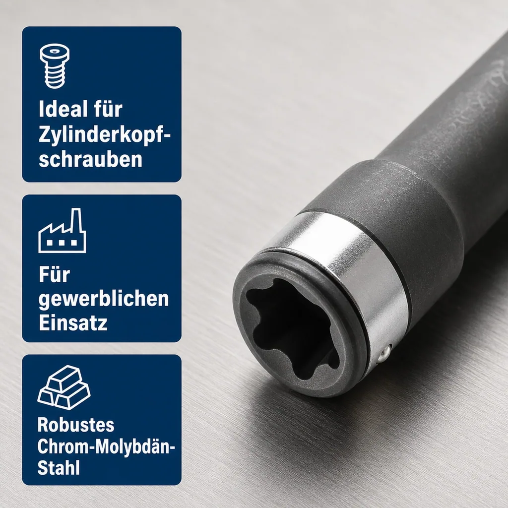 Aussen Innensechskant, Innensechskant E20, Steckschlüssel, E-Profil Nuss, 1/2 Zoll