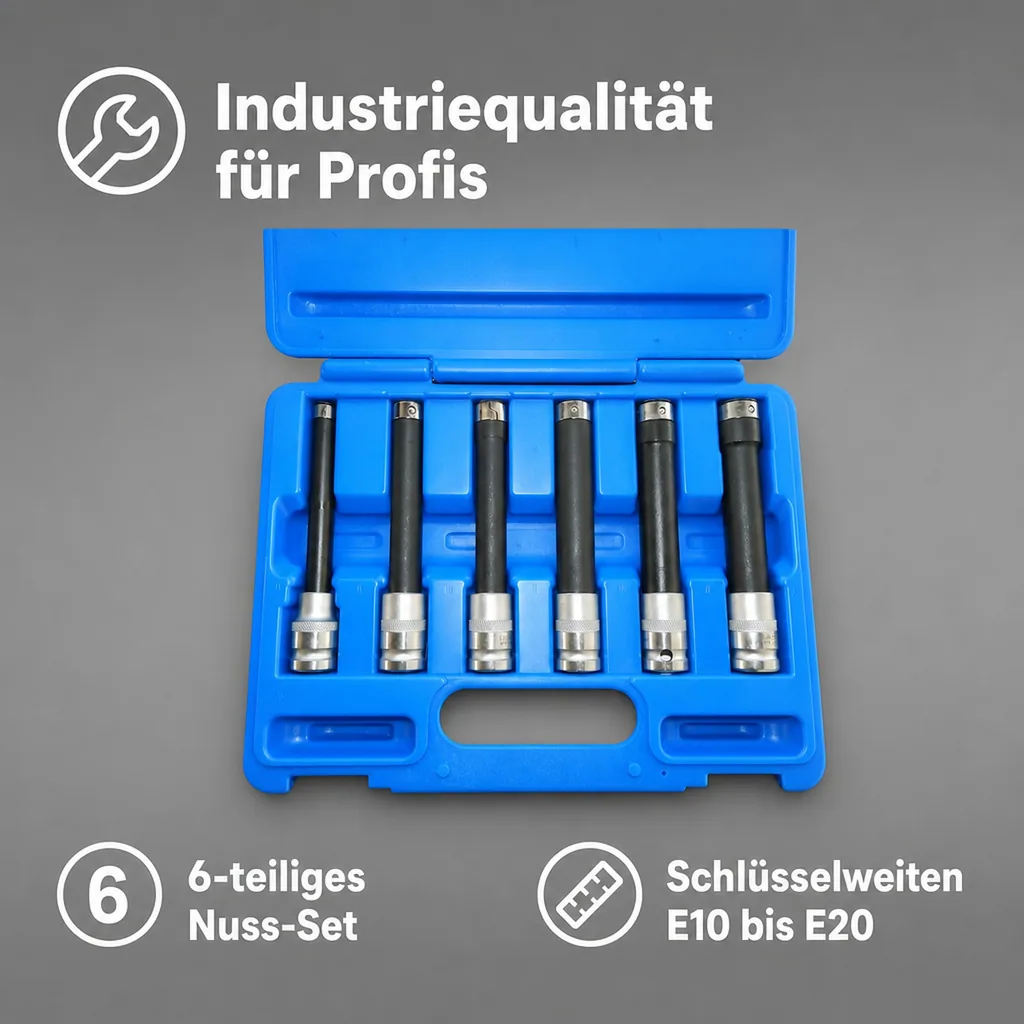 Innensechskant Nuss Satz, Aussen Innensechskant Nuss, E-Profil E10-E20, 1/2 Zoll