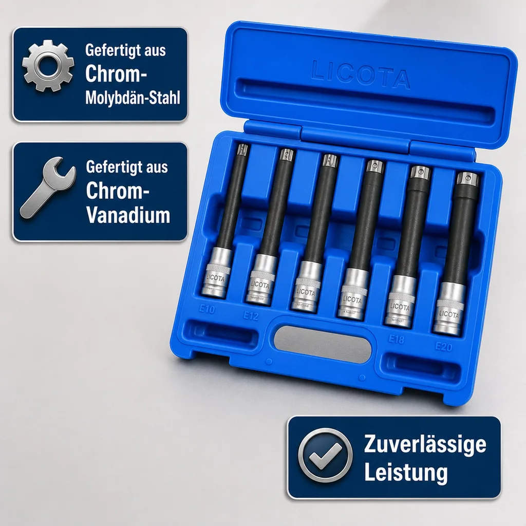 Innensechskant Nuss Satz, Aussen Innensechskant Nuss, E-Profil E10-E20, 1/2 Zoll
