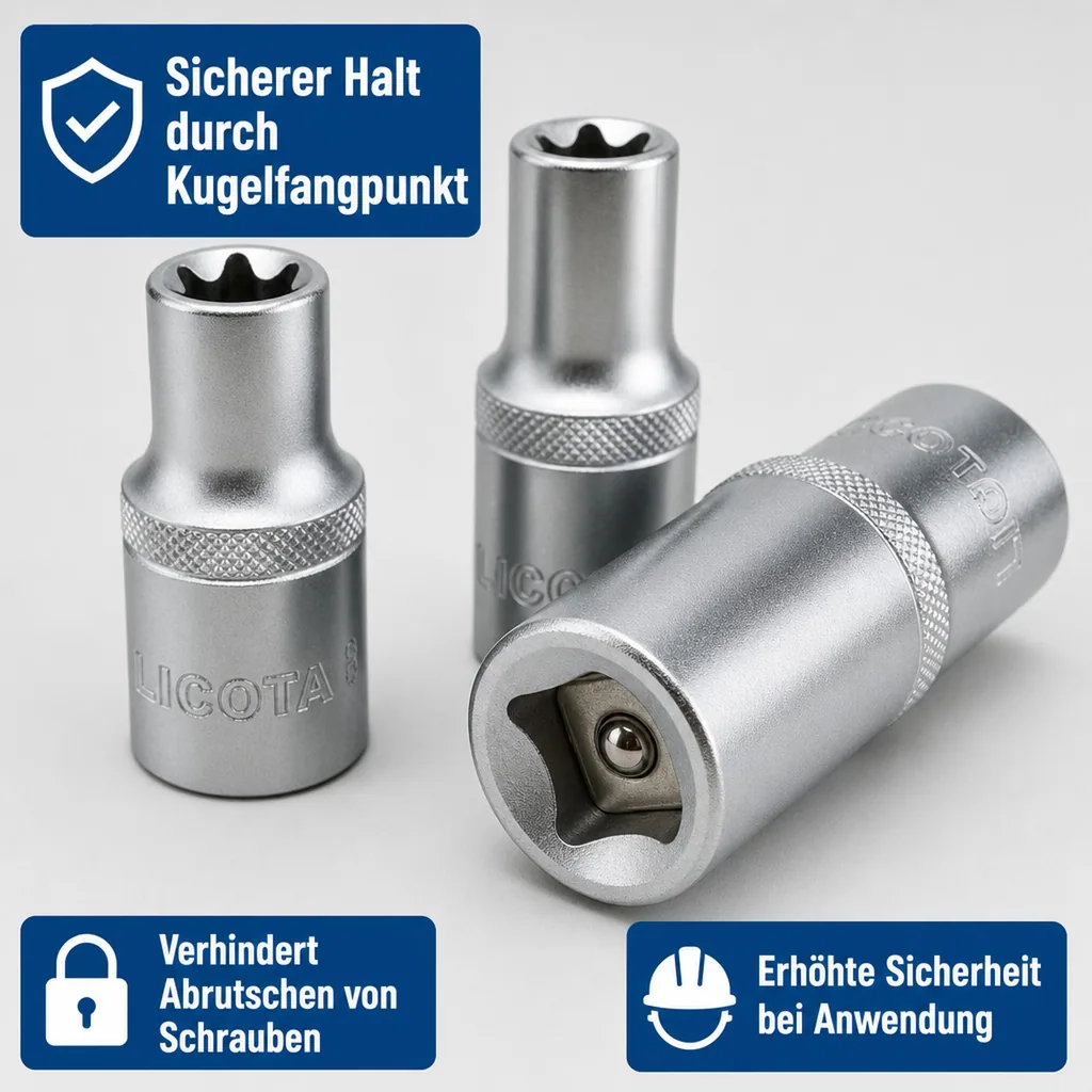 Innensechskant Nuss E10, Aussen Innensechskant 1/2 Zoll, Werkzeugnuss