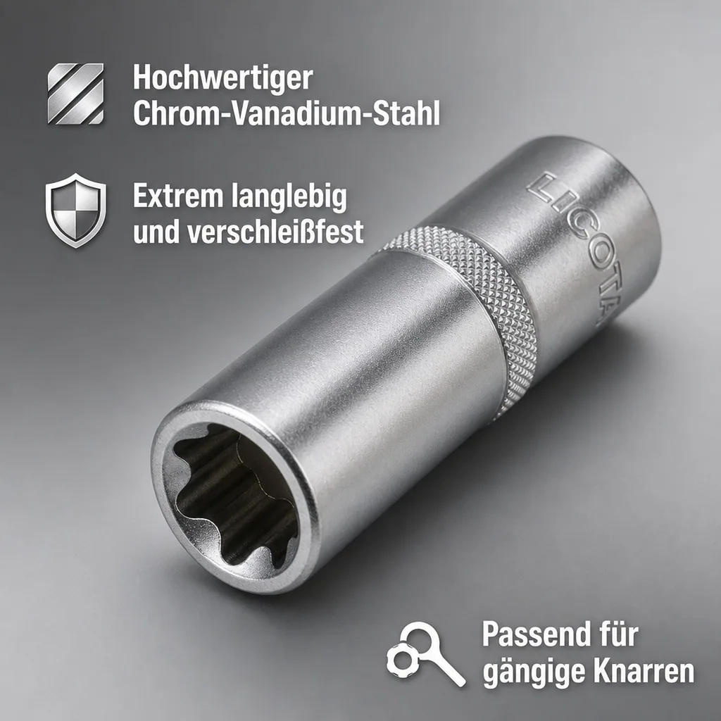 Innensechskant Nuss E10, Aussen Innensechskant 1/2 Zoll, Werkzeugnuss