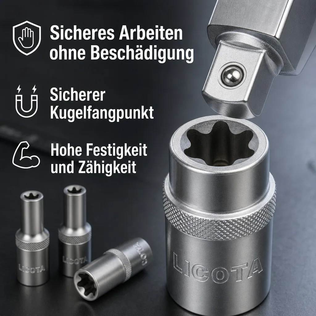 Innensechskant Nuss E14, Aussen Innensechskant 1/2 Zoll