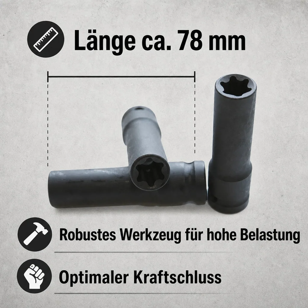 Schlagschraubernuss, 1/2 Zoll Innensechskant E14, Cr-Mo, Werkzeug Schlagschrauber