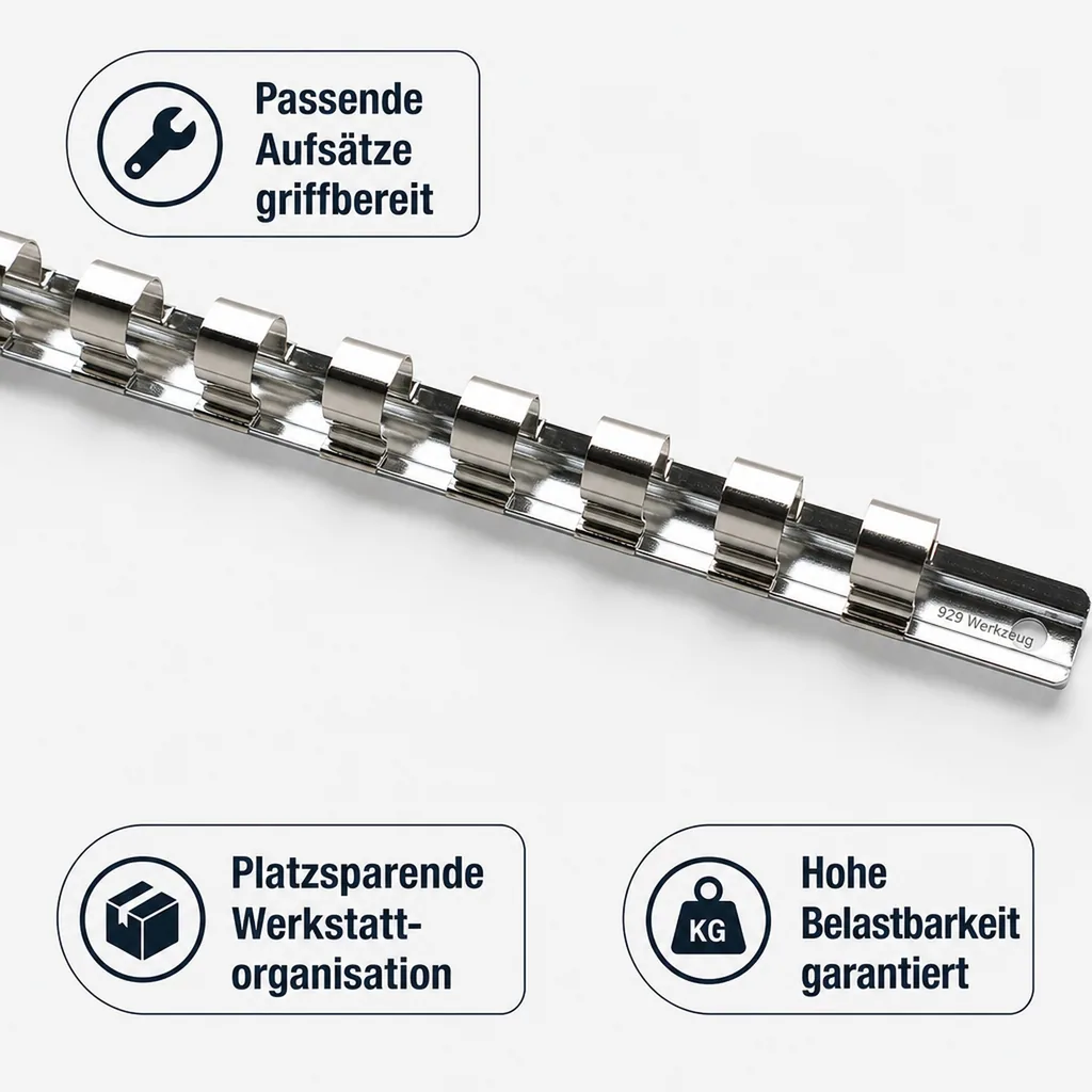 Stecknuss Halter, Stecknuss Schiene 1/2 Zoll, 15 Clips, Werkzeug Organisation