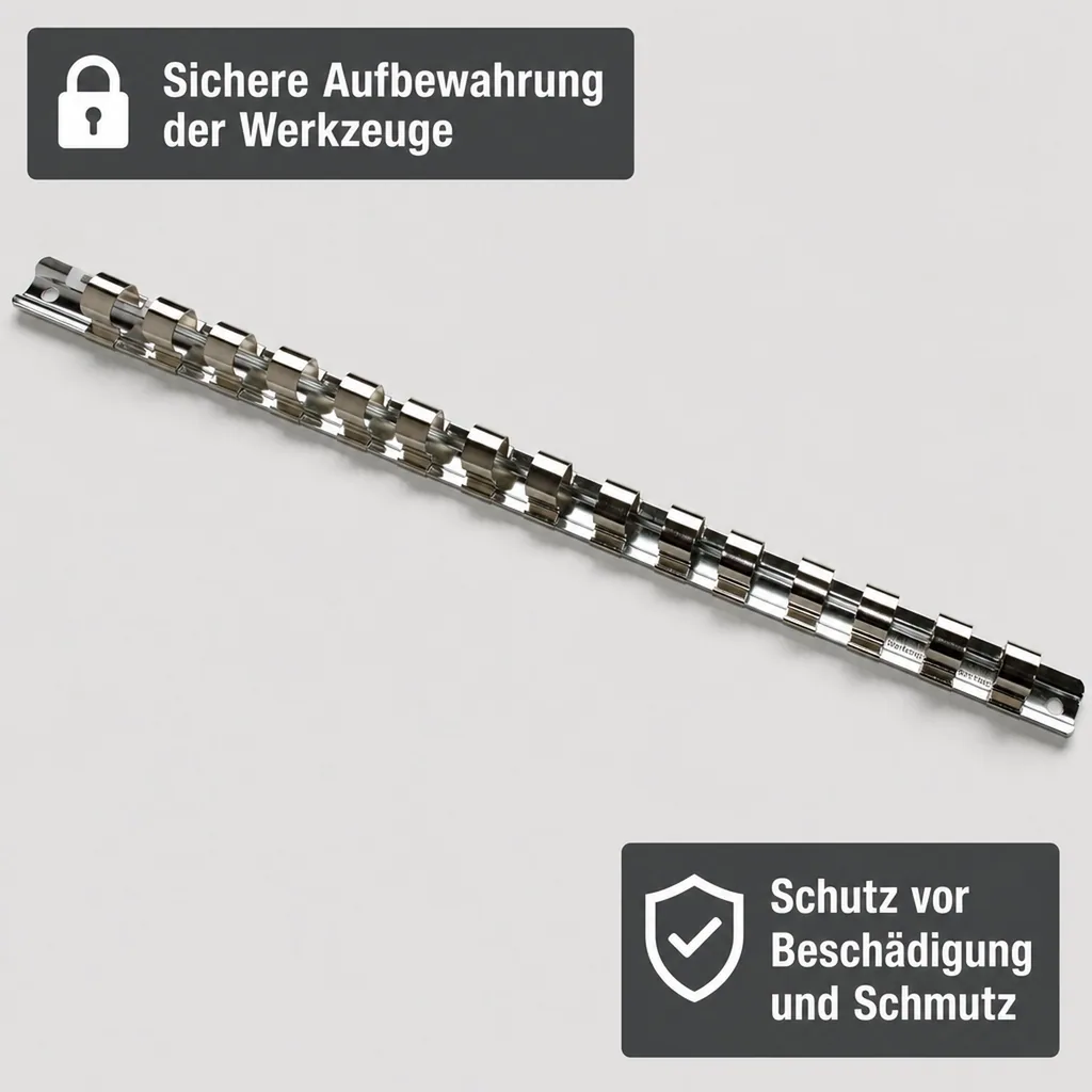 Stecknuss Halter, Stecknuss Schiene 1/2 Zoll, 15 Clips, Werkzeug Organisation