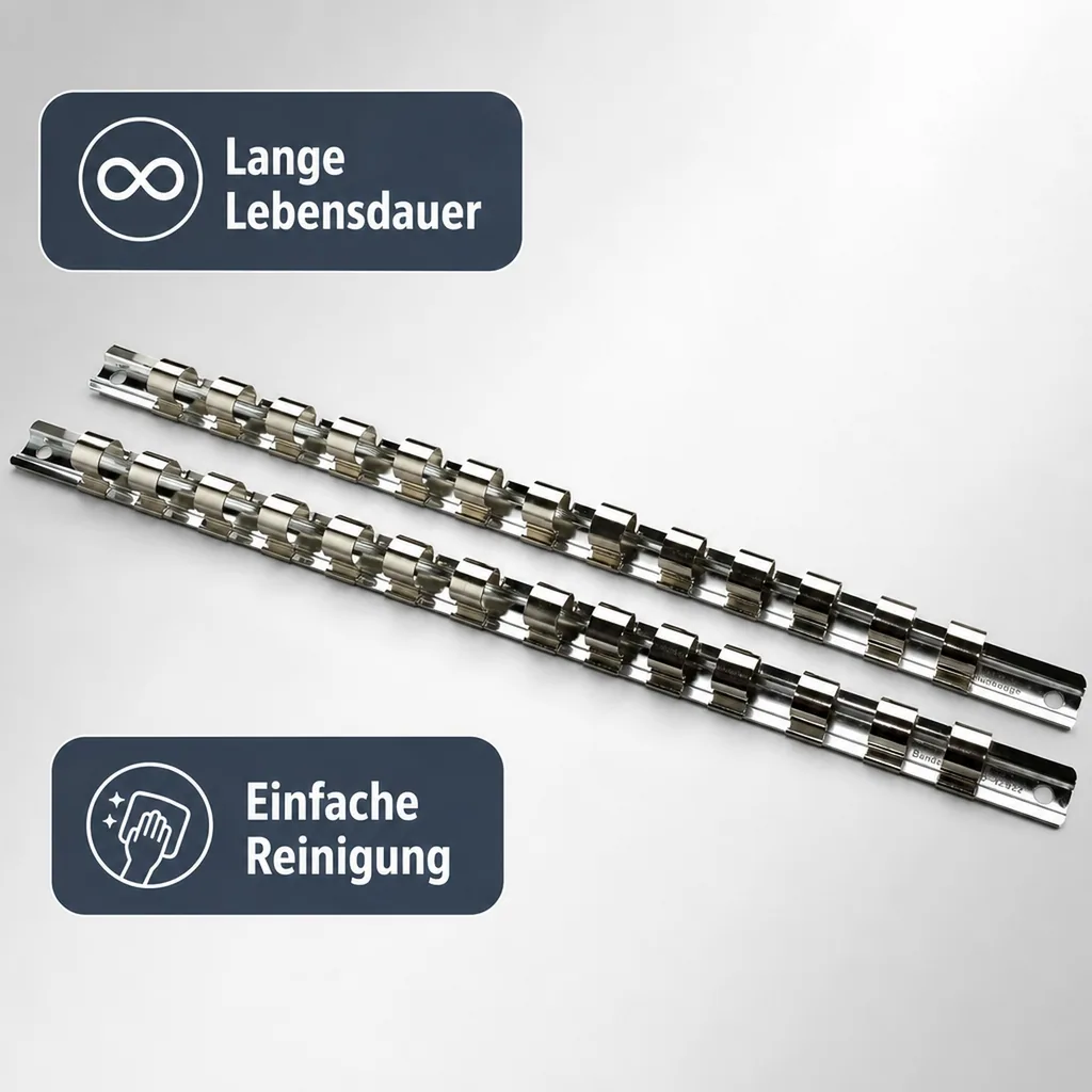 Stecknuss Schiene, 1/4 Zoll Halterung, 15 Clips, Werkzeugwand Halterung