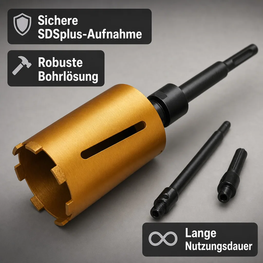   Diamantbohrkrone, Kernbohrer 132mm, SDS Plus Bohrkrone, ohne Zentrierbohrer