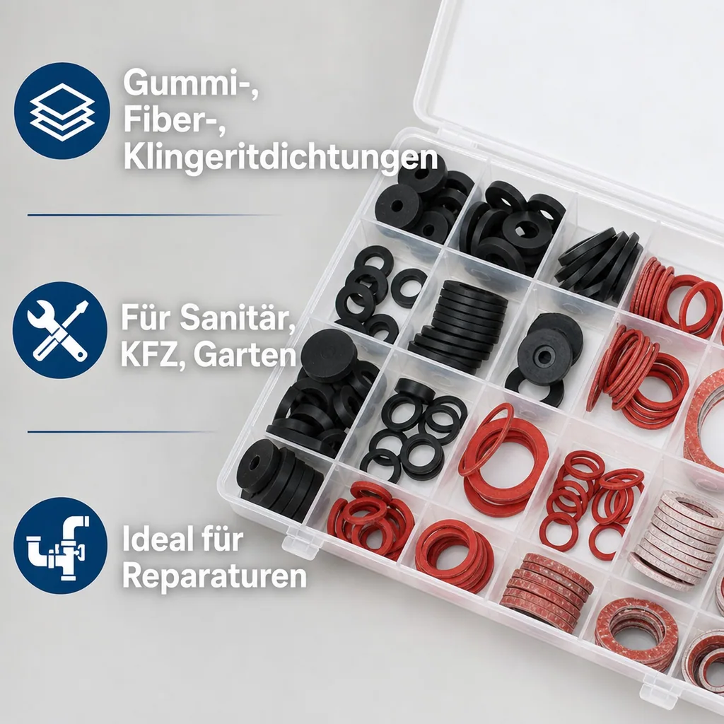 Sanitär Dichtungen Set, 141-teilig, Gummidichtungen, O-Ringe Sortiment, inkl. Box