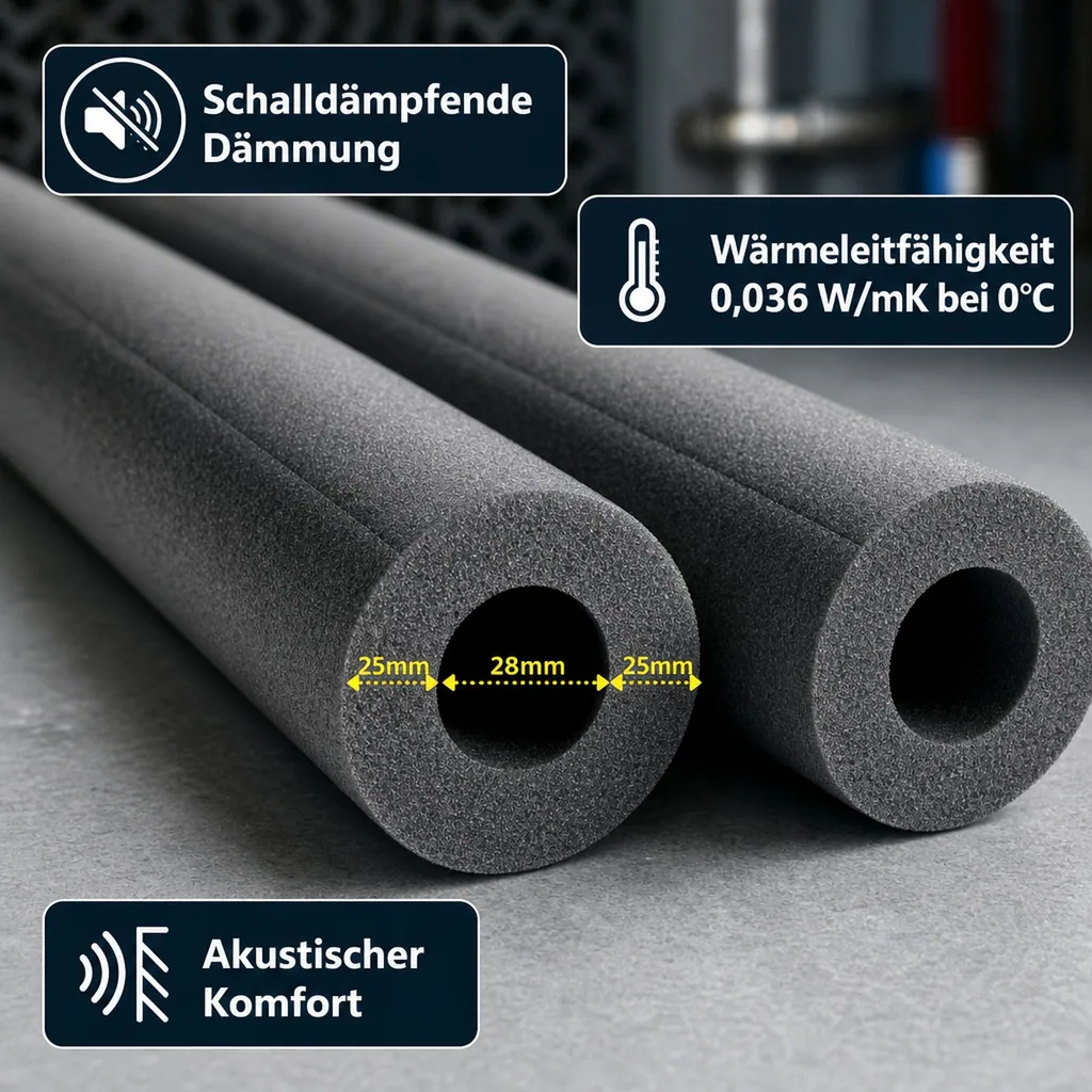 Rohrisolierschlauch 1m, Ø 28 mm x 25 mm