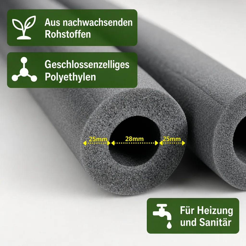 Rohrisolierschlauch 1m, Ø 28 mm x 25 mm