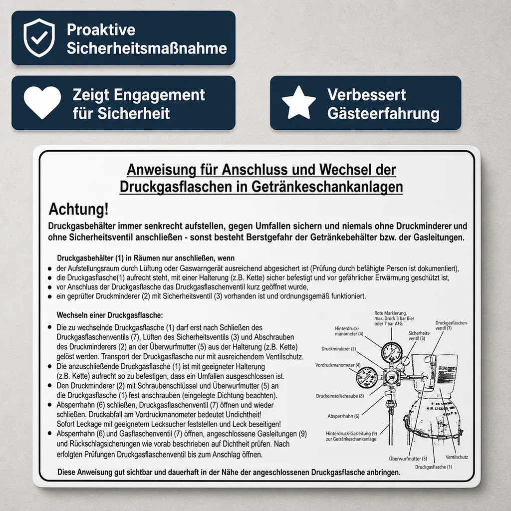 „Anweisung“, Schild aus Kunststoff