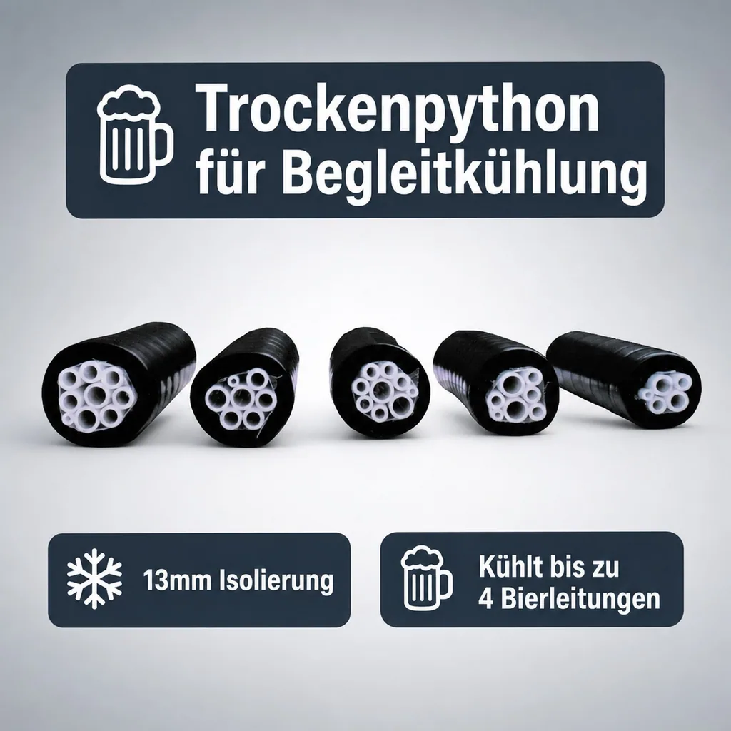 Pythonleitung, Trockenpython für Begleitkühlung (10х16mm) mit 13mm Isolierung für 4 Bierleitungen in 7 mm