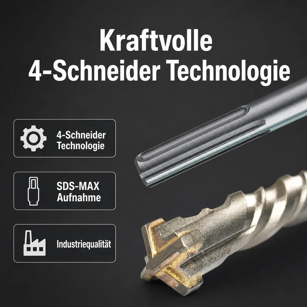 Hammerbohrer für SDS-MAX 4-Schneider Ø 20,0mm x 520mm Länge