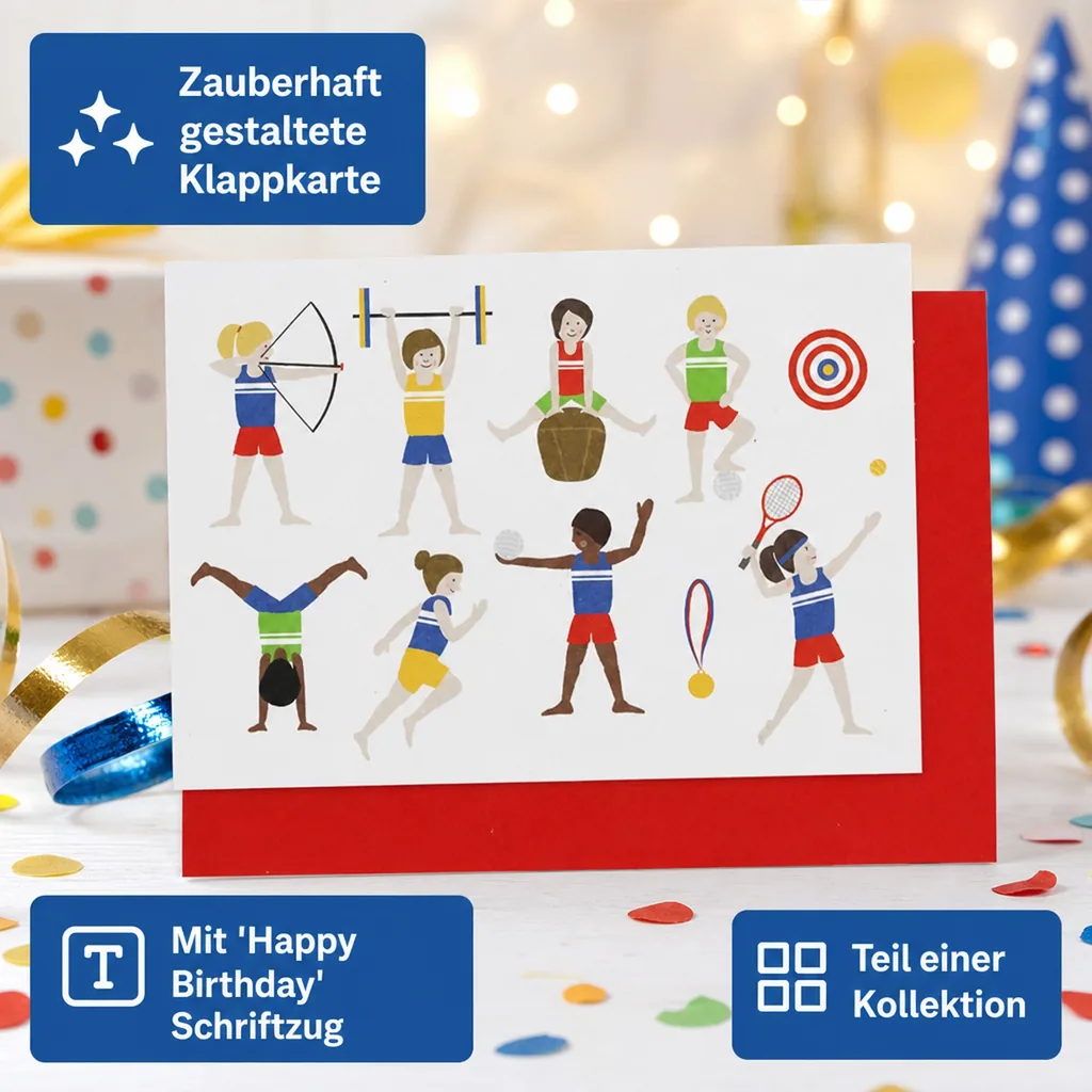 Ava & Yves Glückwunsch Klappkarte Athleten