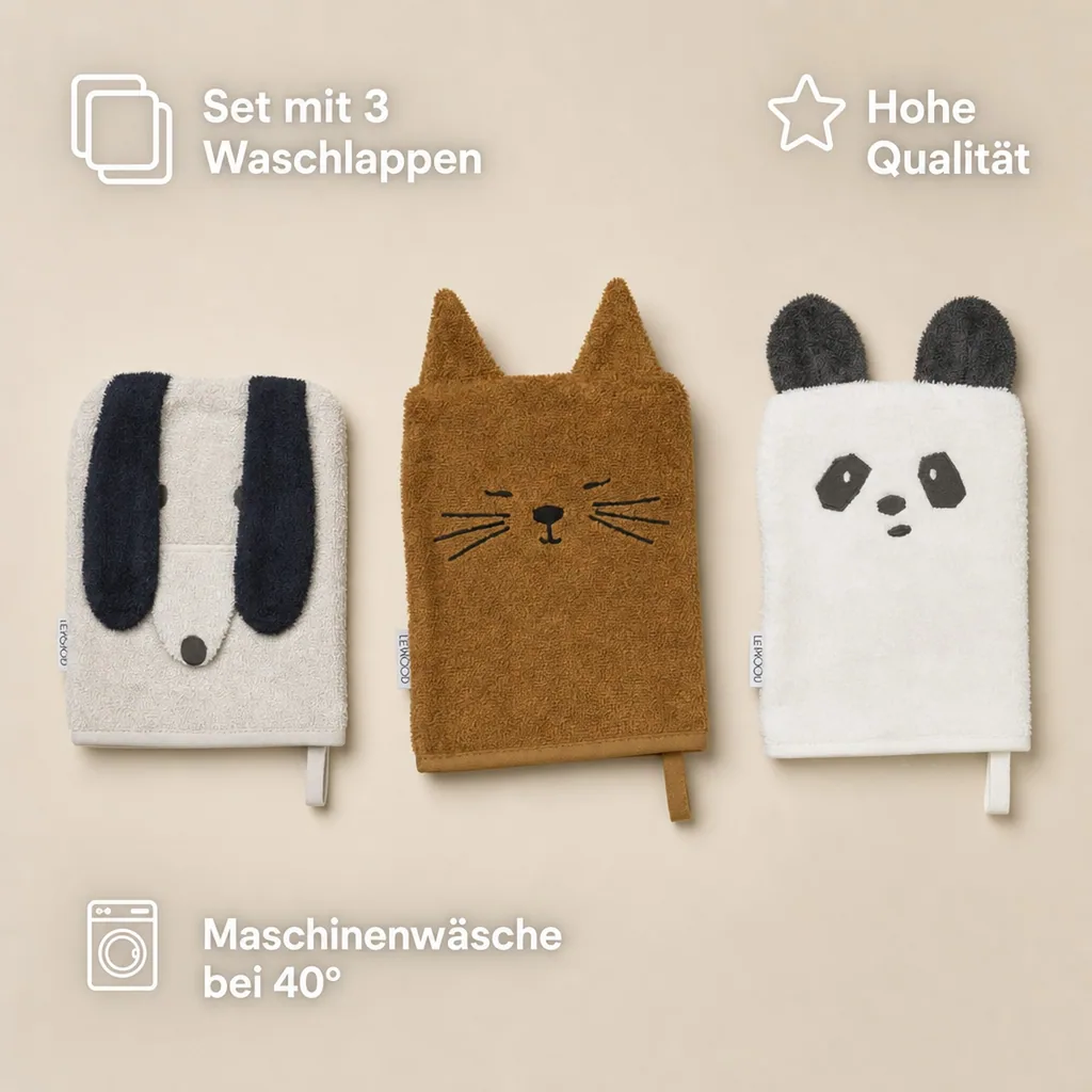Liewood "Sylvester" Waschlappen Set Tier-Mix