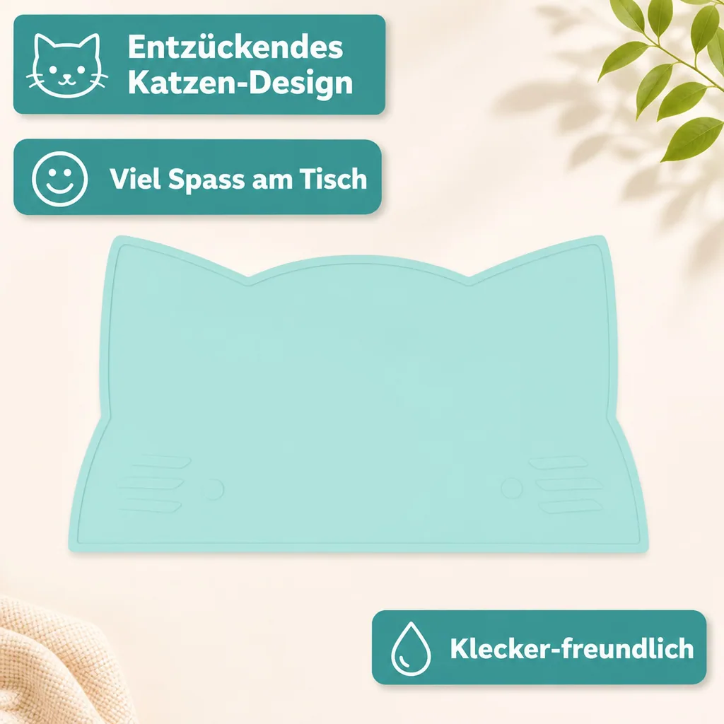 We Might Be Tiny Kinder Tischset Silikon Katze mint