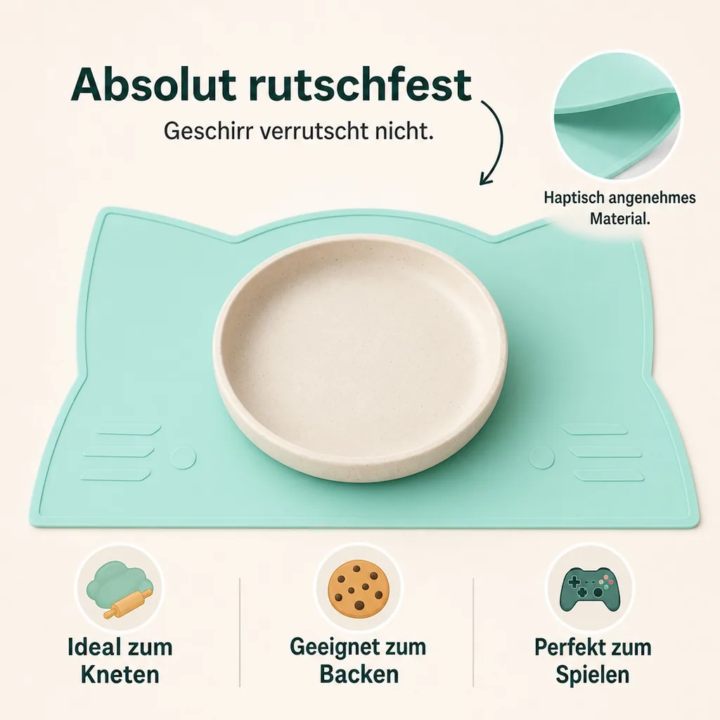We Might Be Tiny Kinder Tischset Silikon Katze mint