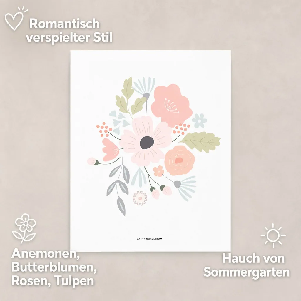 Lilipinso Poster Blumenstrauss rosa pastell