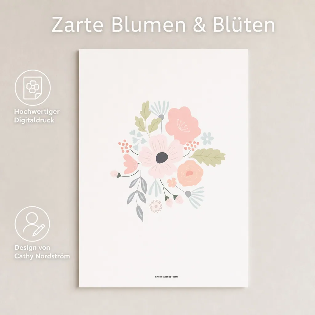 Lilipinso Poster Blumenstrauss rosa pastell