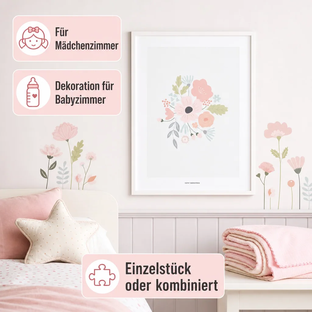 Lilipinso Poster Blumenstrauss rosa pastell