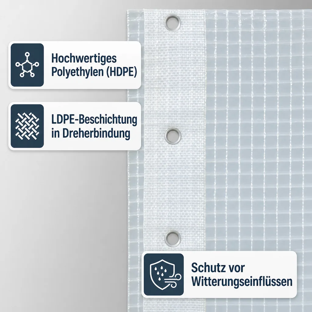 Gitterplane für Gerüste 3,20 x 40 m 200 g/m² Weiss/Transluzent