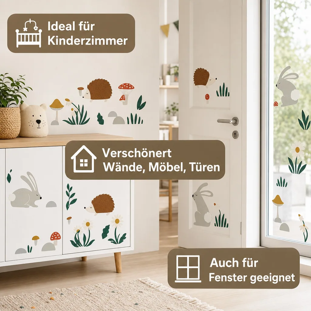 Lilipinso Wandsticker A3 Waldtiere grau braun