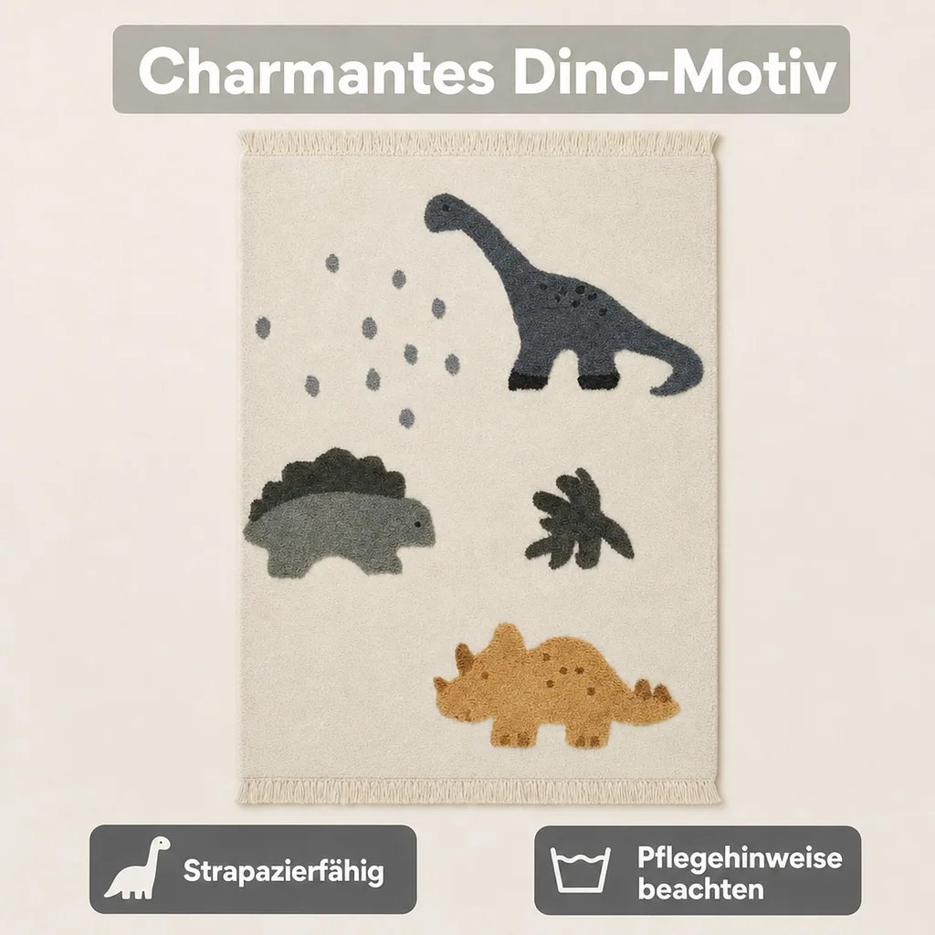 Liewood "Bent" Kinderteppich Dino beige Multi-Mix