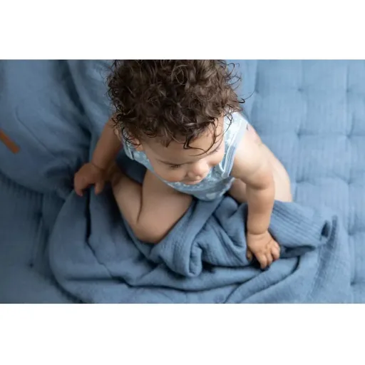 Little Dutch Baby Kuscheldecke uni blau "Pure Blue", Größe: 70 x 100 cm