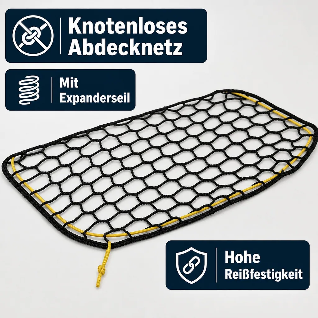 Abdecknetz knotenlos m. Expanderseil 3 x 4 m