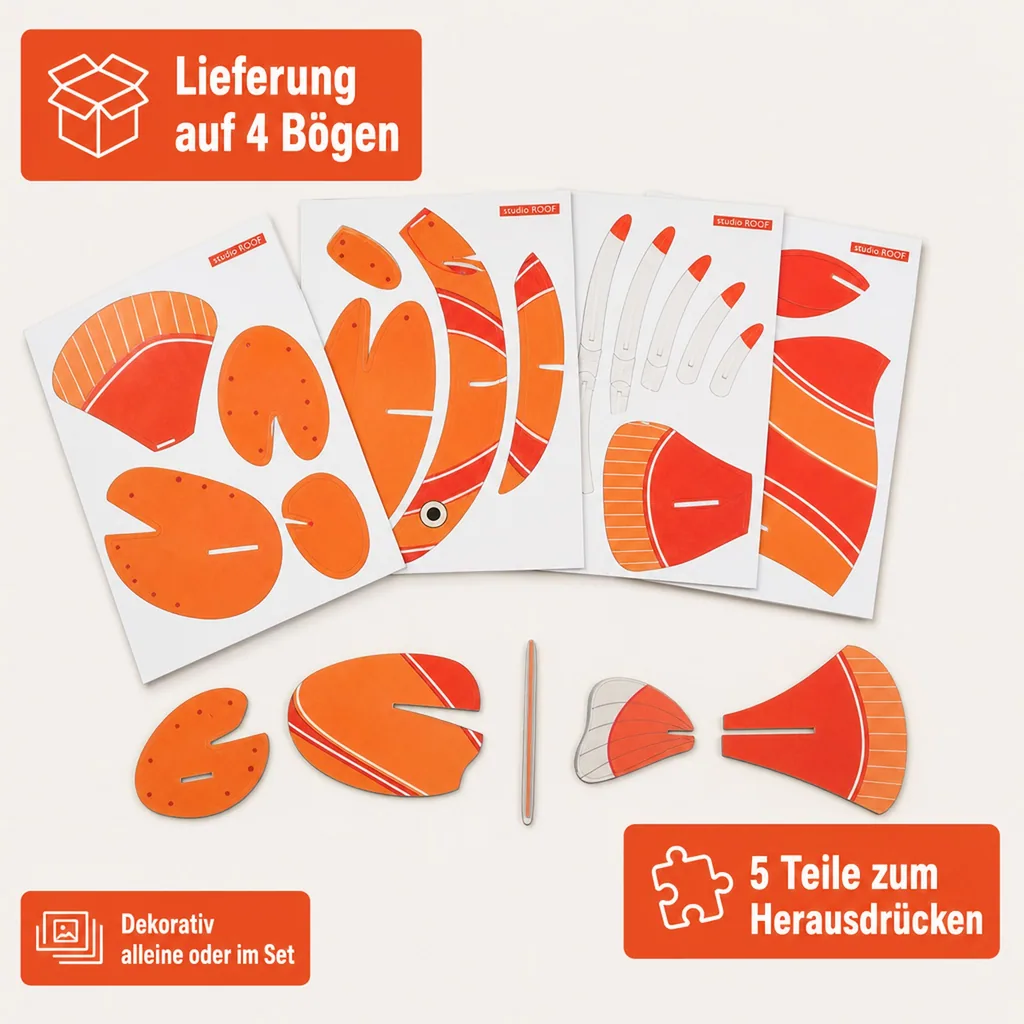 studio ROOF 3D Löwenfisch orange Pappe