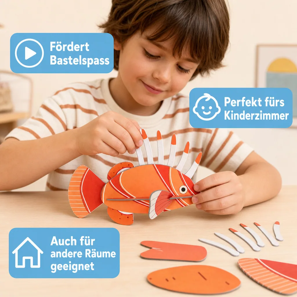 studio ROOF 3D Löwenfisch orange Pappe