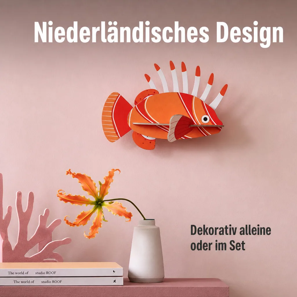 studio ROOF 3D Löwenfisch orange Pappe