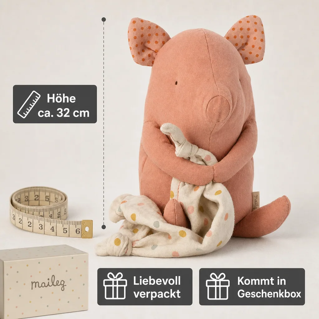 Maileg Stofftier Schwein mit Schnuffeltuch und Spieluhr