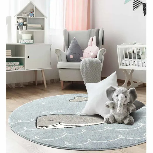 Scandic Living Kinderteppich rund Wal