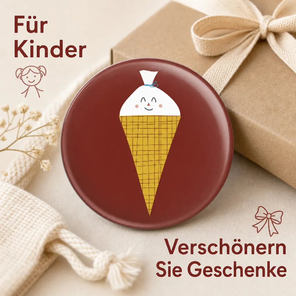 Ava & Yves Kinder Button / Anstecker Schultüte gelb