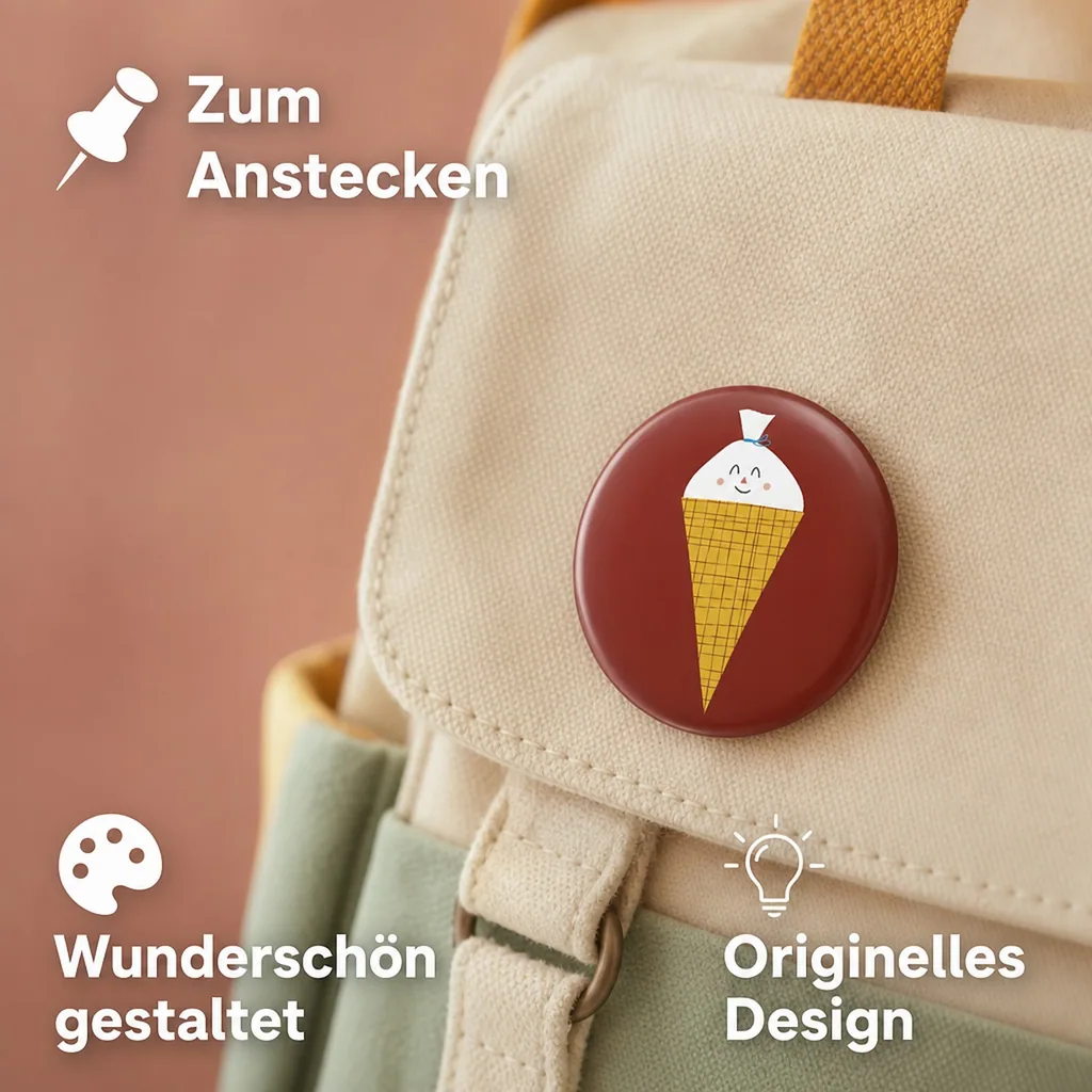 Ava & Yves Kinder Button / Anstecker Schultüte gelb
