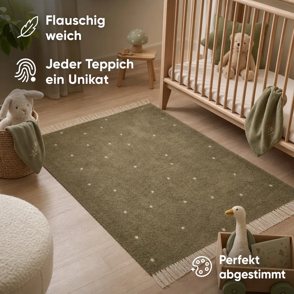 Little Dutch Teppich Punkte oliv 170 x 120