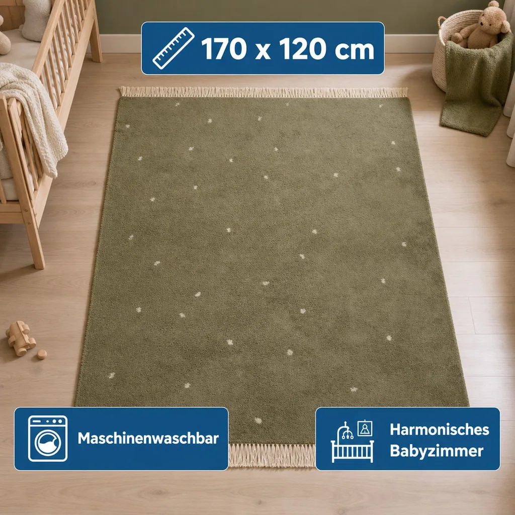 Little Dutch Teppich Punkte oliv 170 x 120