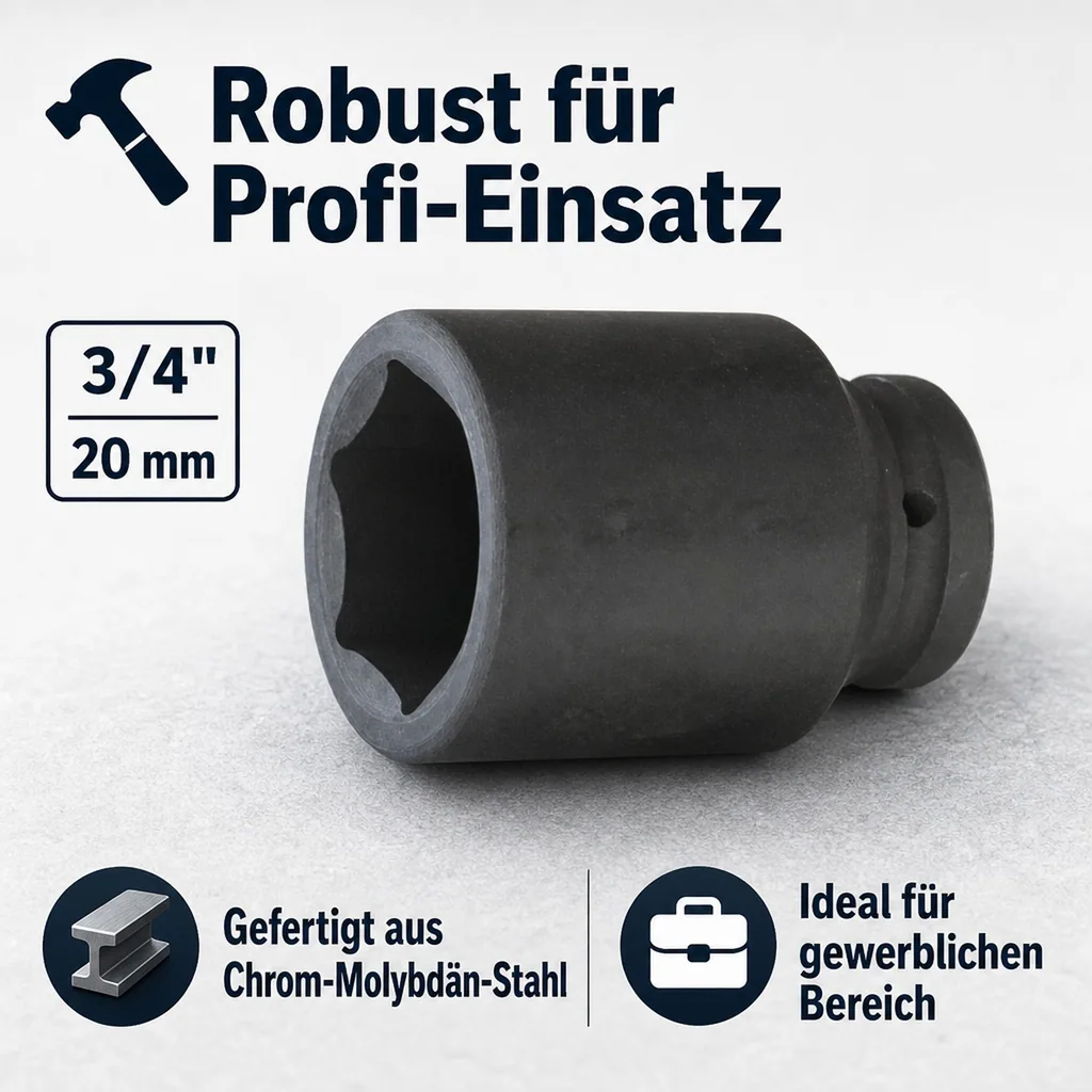 Schlagschraubernuss 3/4 Zoll, 24mm Nuss, Cr-Mo, Industriequalität