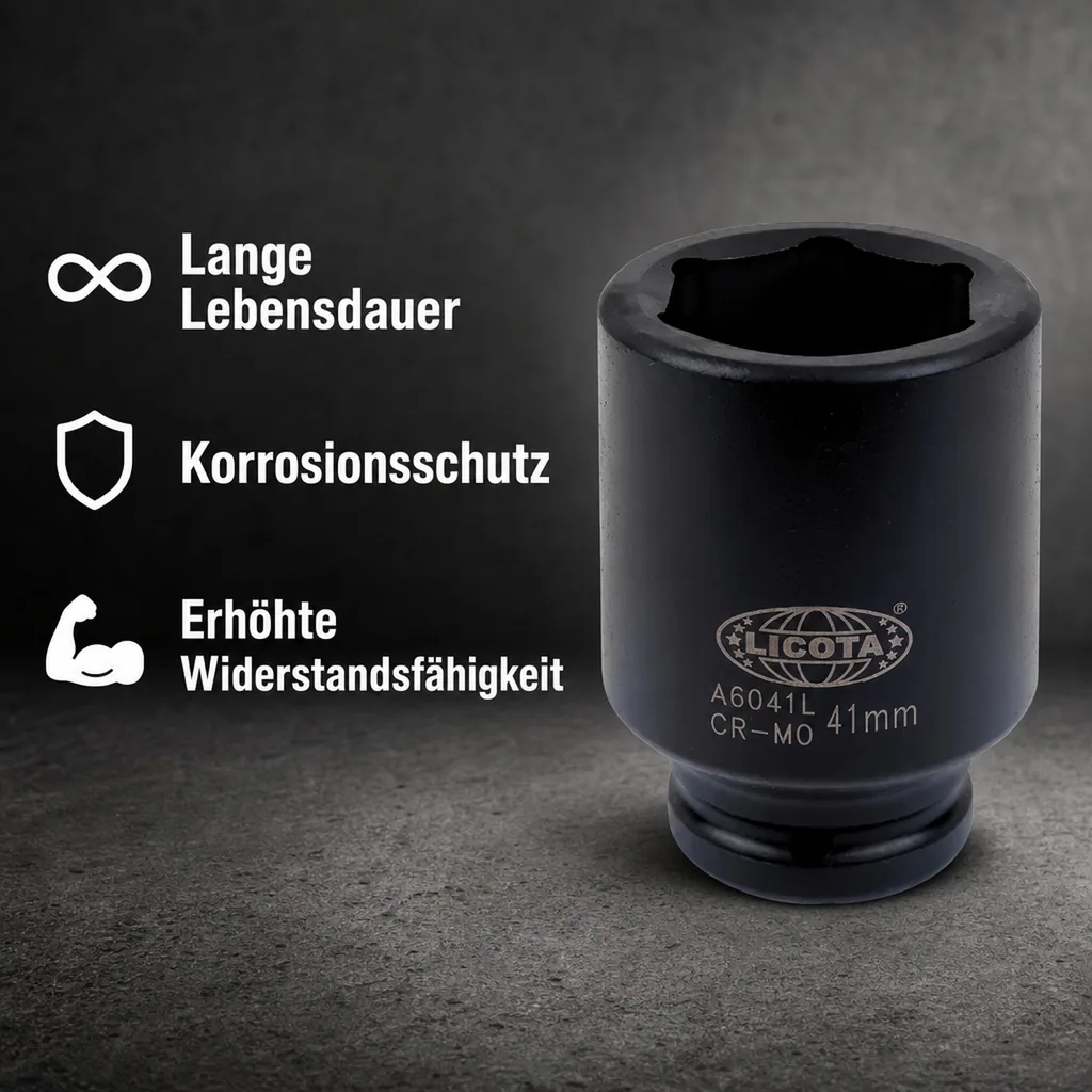 3 4 zoll stecknuss, 50mm Nuss, 6-Kant, 90mm lang, Cr-Mo, A6050L