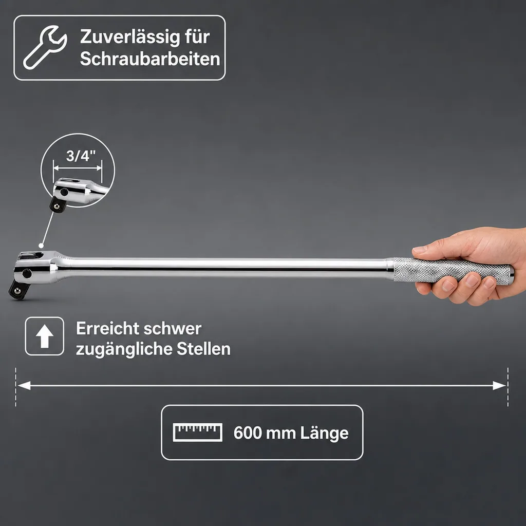 Gelenkgriff 3 4, Knebel, Drehstange, Quergriff 600mm