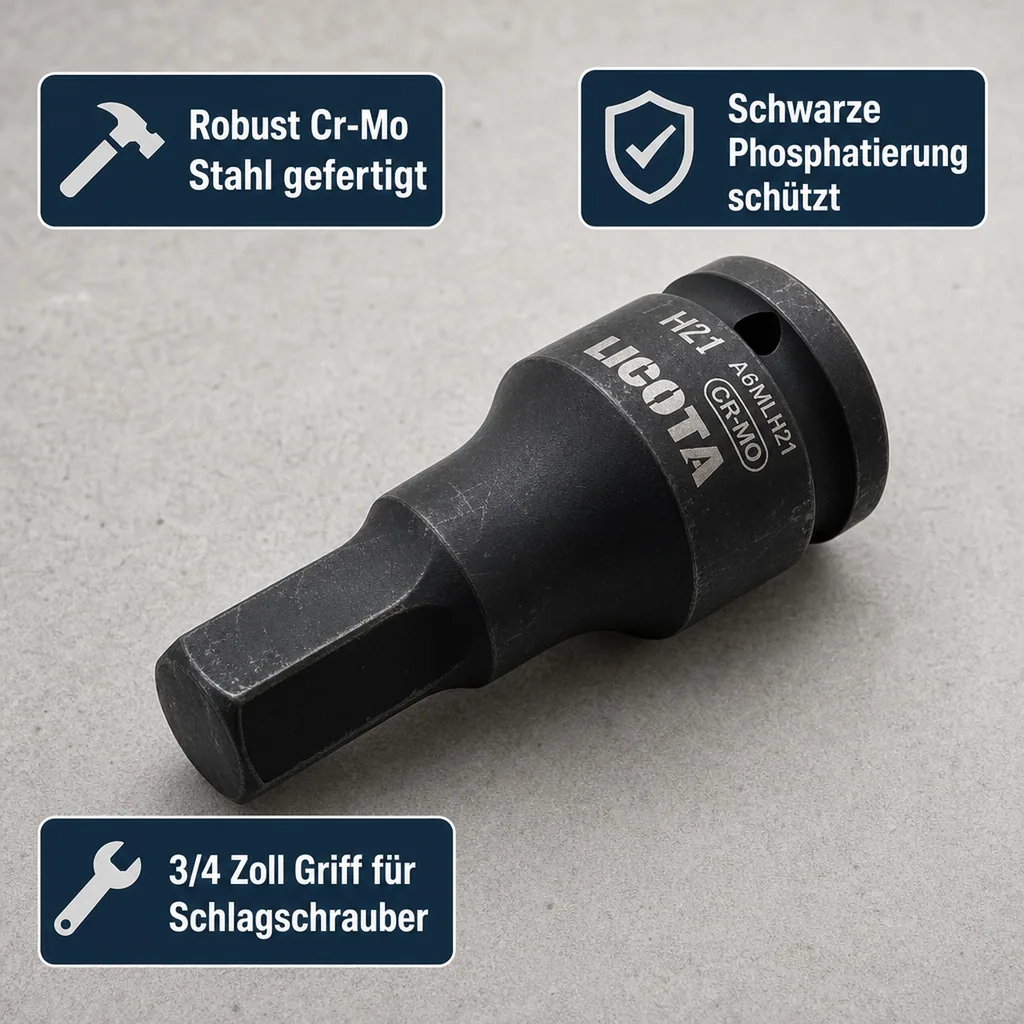 Innensechskant Nuss 3/4 Zoll, Innensechskant Stecknuss H30, Cr-Mo Stahl
