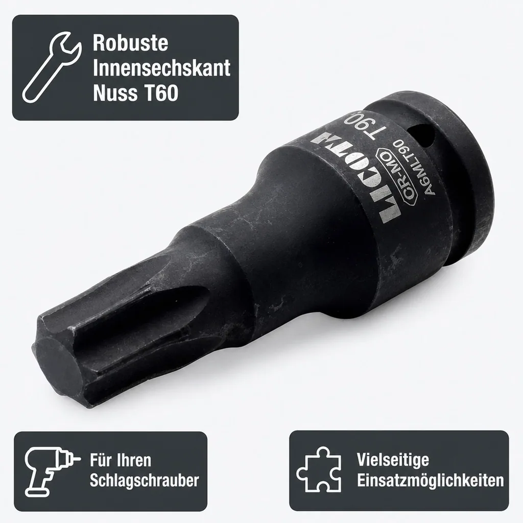 Innensechskant Nuss T60, 3/4 Zoll, Schlagschrauber Nuss Innensechskant, Cr-Mo Stahl