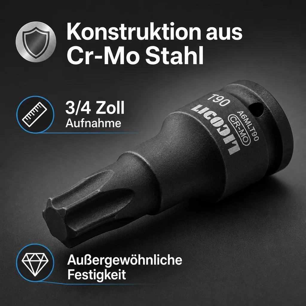 Innensechskant Nuss T60, 3/4 Zoll, Schlagschrauber Nuss Innensechskant, Cr-Mo Stahl